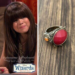 Gold Tone Ring With Red / Orange Stones ASO Alex Russo